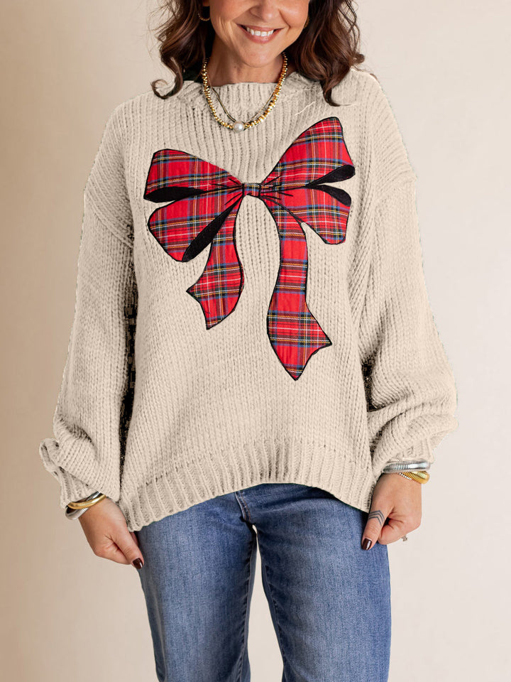 Women's Plaid Bow Sweater