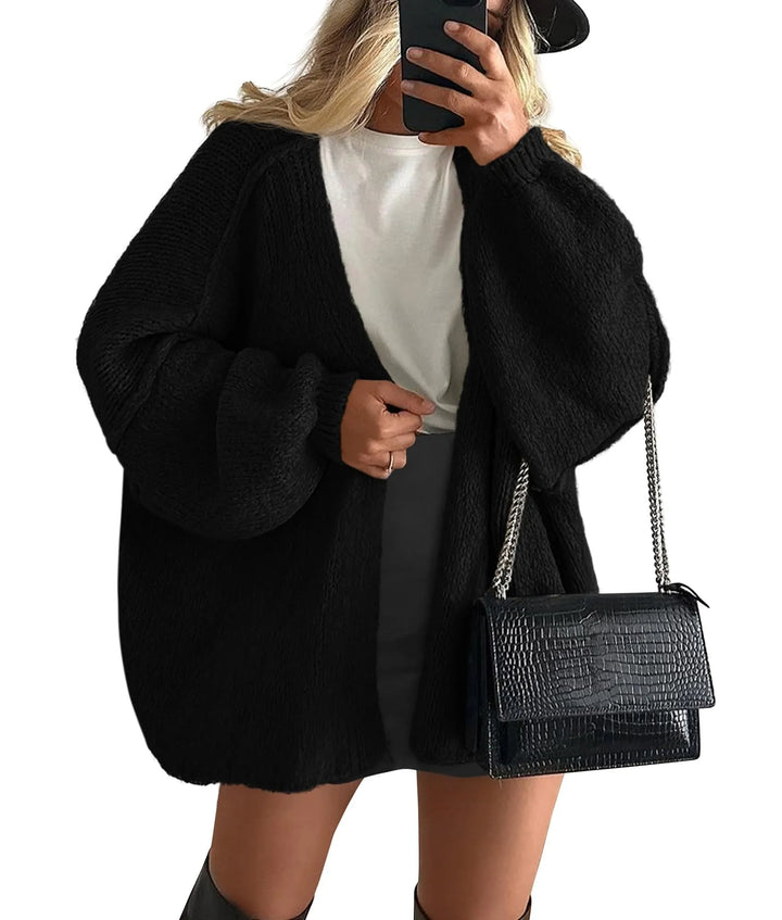 Women's Oversized Lantern Sleeve Sweater Cardigan
